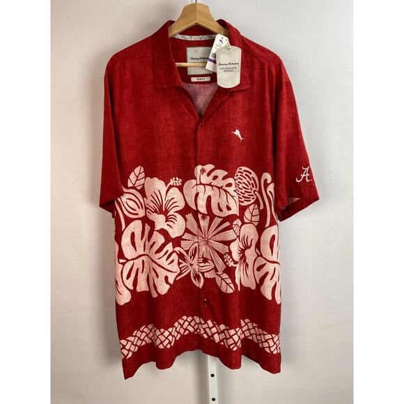 NWT Tommy Bahama Alabama Tide Collegiate Series Hawaiian Shirt Sz XXL Trim Fit - Picture 1 of 9